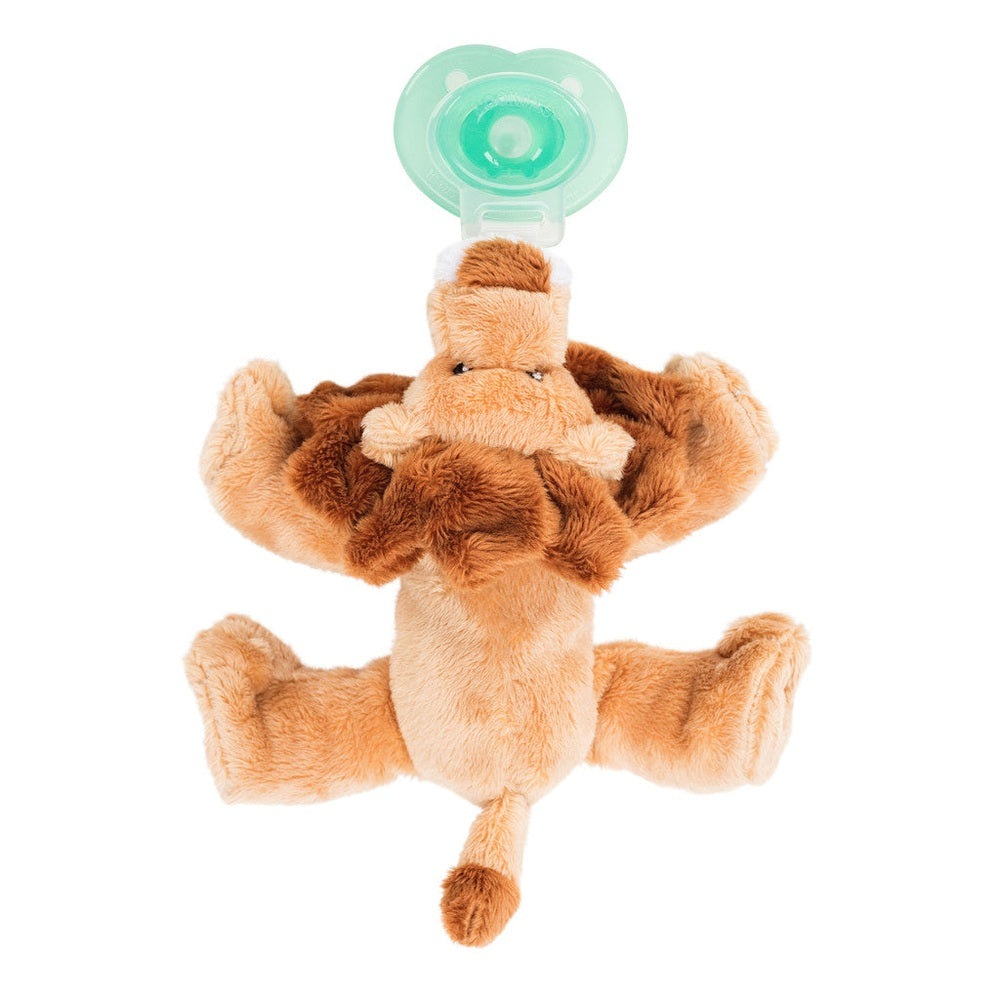 Nookums Paci-Plushies Leo Lion Buddies plush with mint green pacifier clip attached above its head