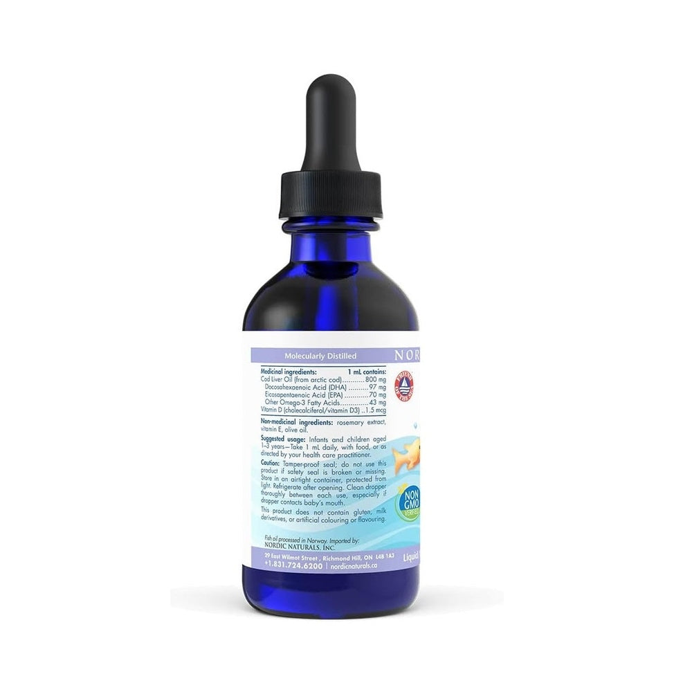 Nordic Naturals Baby's DHA Dietary Supplement in Blue Glass Bottle with Dropper, 60 mL