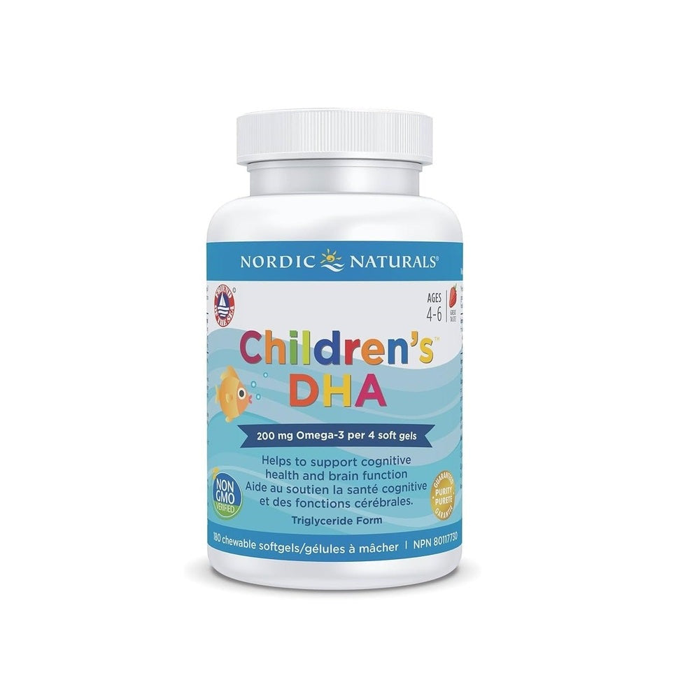 Nordic Naturals Children's DHA strawberry softgels bottle, 180-count
