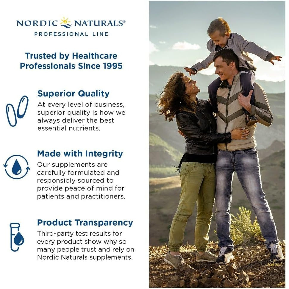Nordic Naturals Dha Junior 180 Counts Omega-3 DHA Supplement in white and blue packaging with a family outdoors scene.