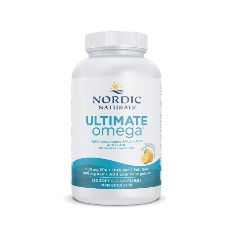 Nordic Naturals Ultimate Omega 120 soft gels bottle, EPA & DHA omega-3 supplement