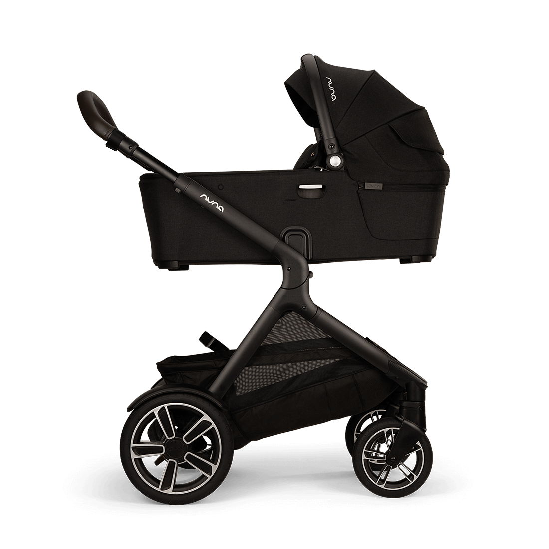 Nuna DEMI Next — Caviar — bassinet side (bassinet sold separately)
