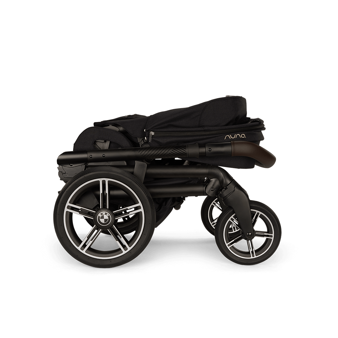 Nuna MIXX next Stroller — black stroller folded in side profile