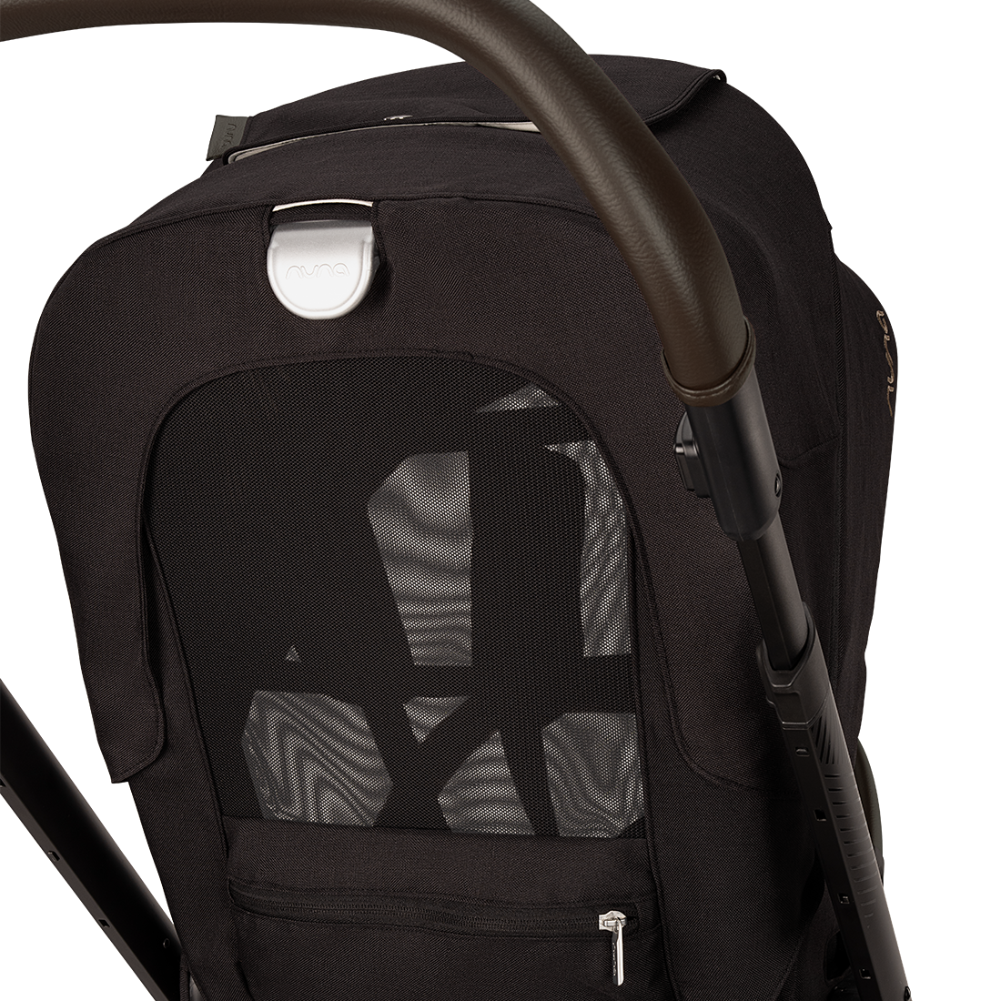 Nuna MIXX next Stroller — stroller seat back mesh panel close-up