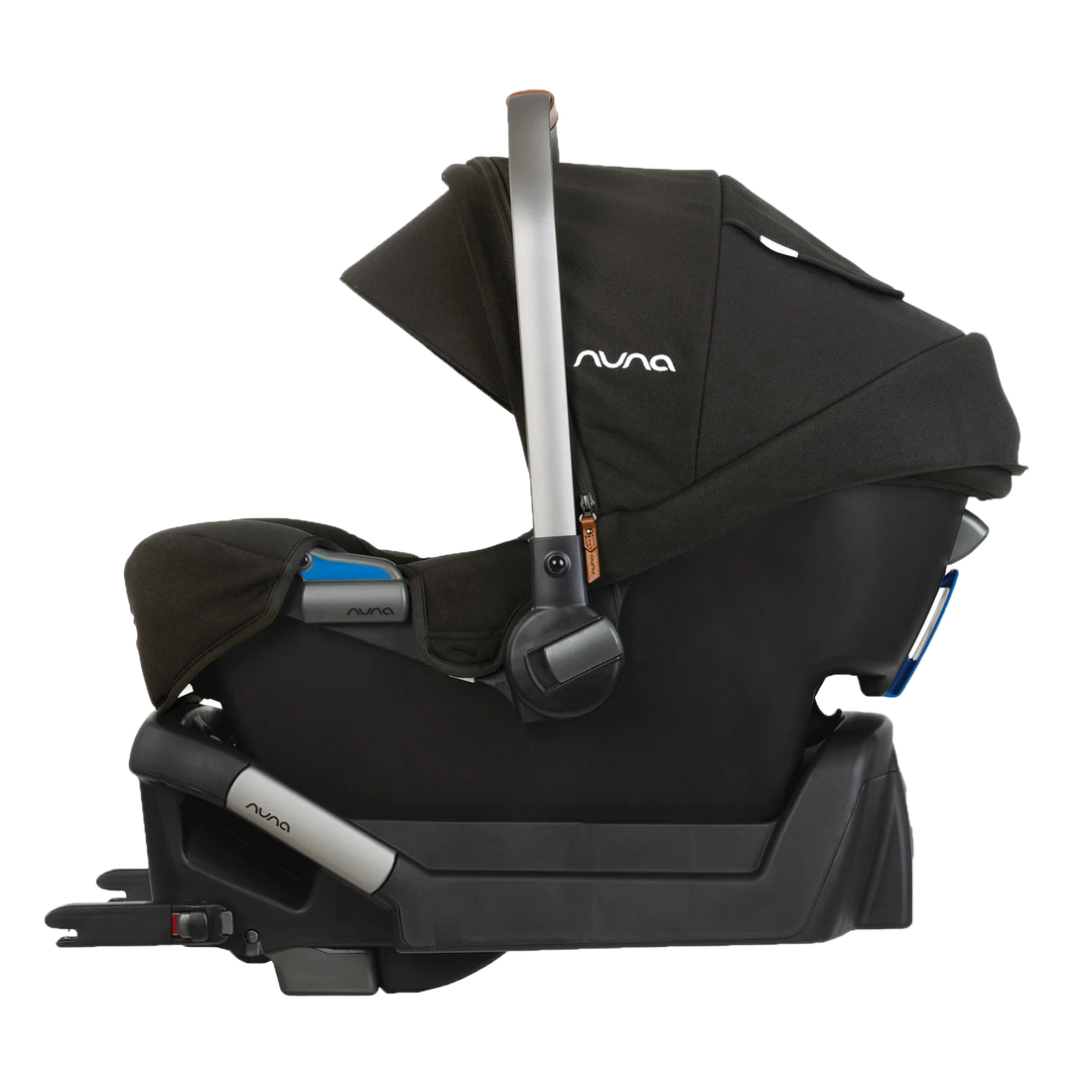 Nuna PIPA Caviar infant car seat attached to its matching base