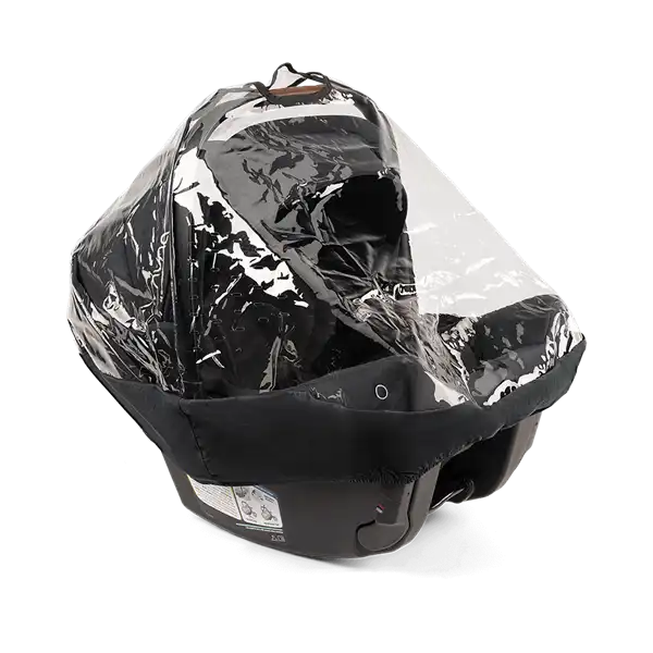 Nuna PIPA Series Rain Cover fitted over an infant car seat