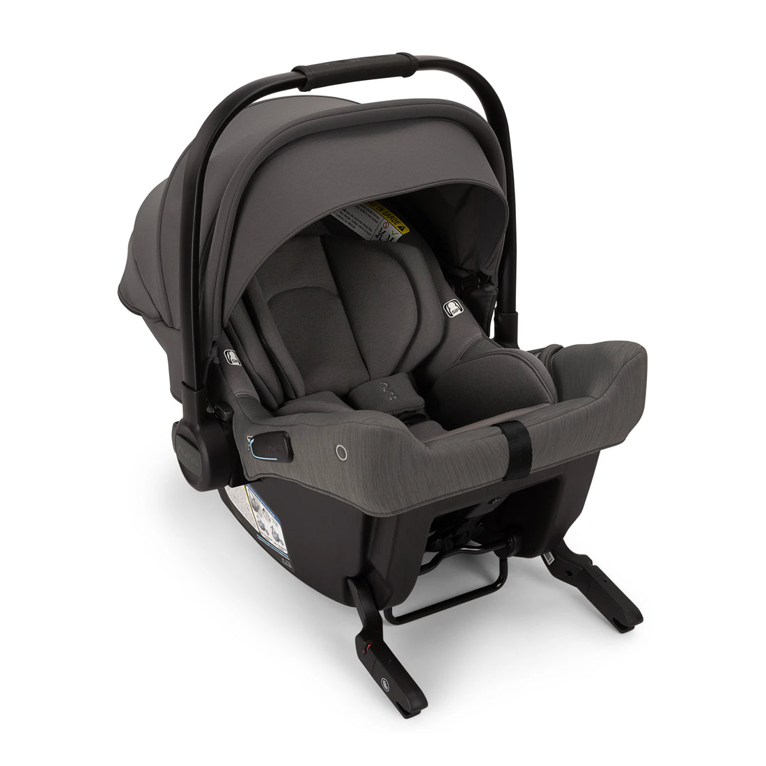 Nuna PIPA Urbn Infant Car Seat in Pewter — front three-quarter view with pipaFIX connectors extended