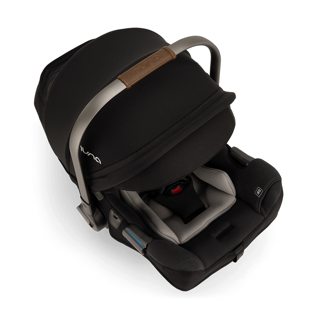 Nuna TAVO next PIPA Travel System — black infant car seat in angled overhead view