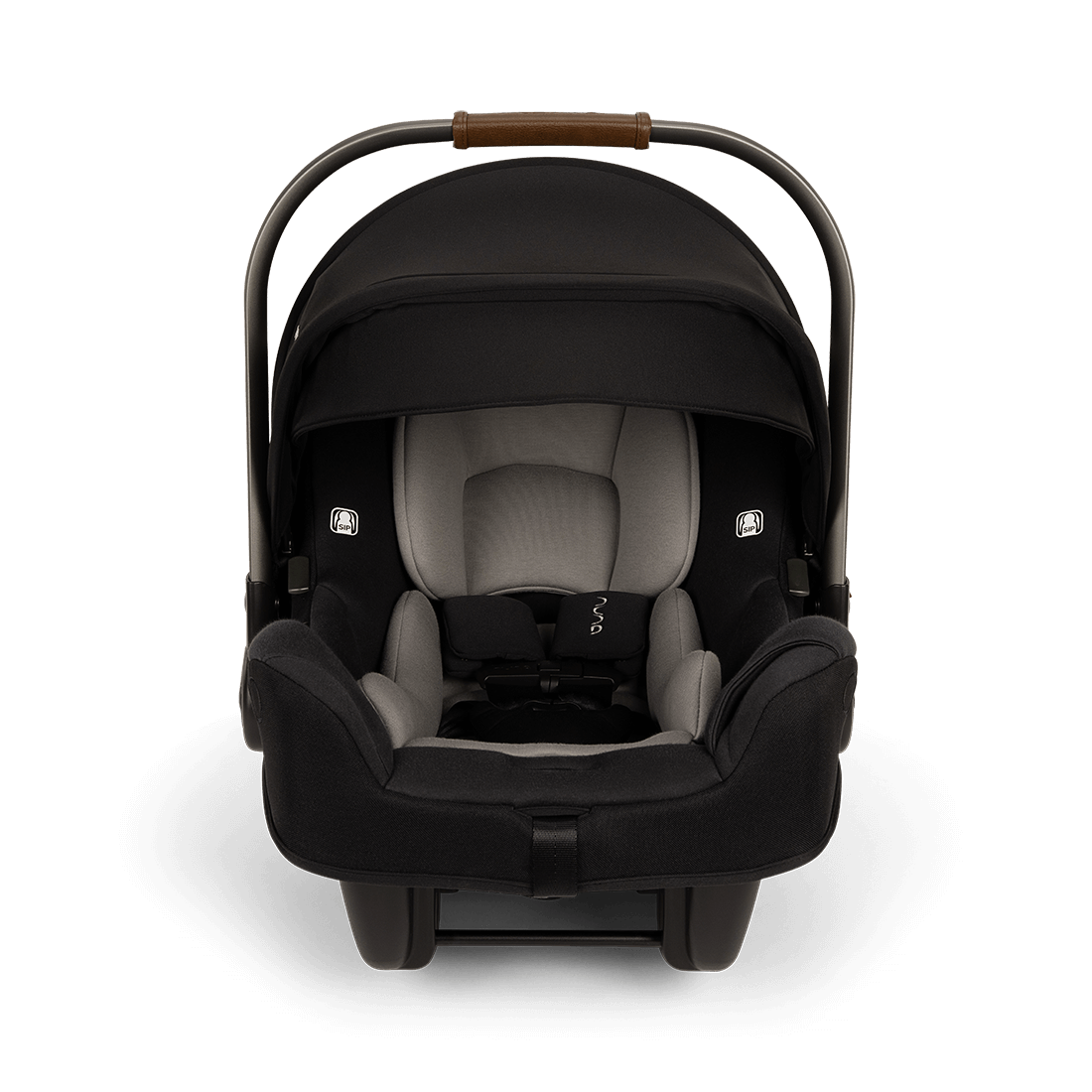 Nuna TAVO next PIPA Travel System — black infant car seat in front view