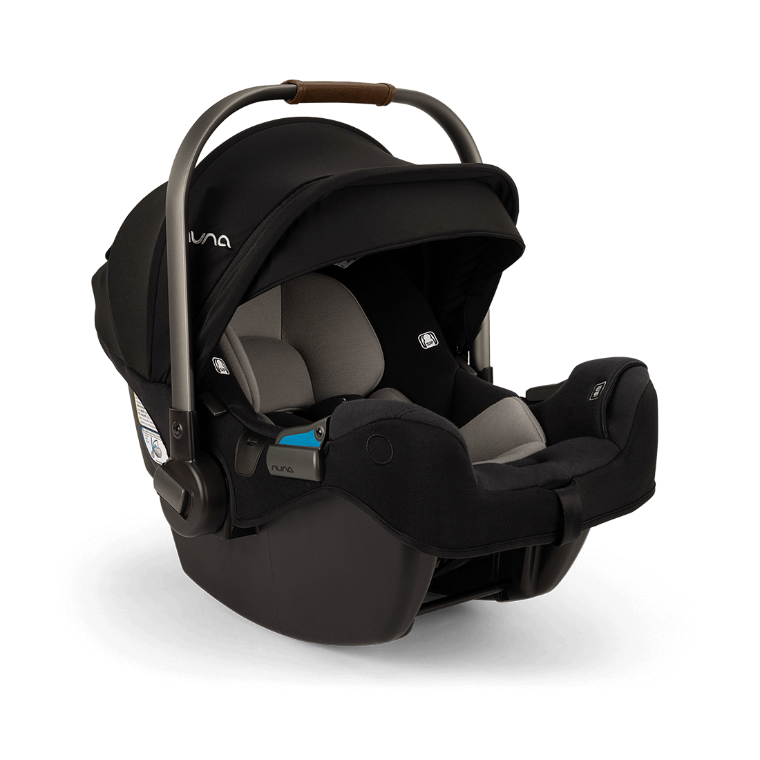 Nuna TAVO next PIPA Travel System — black infant car seat in three-quarter view