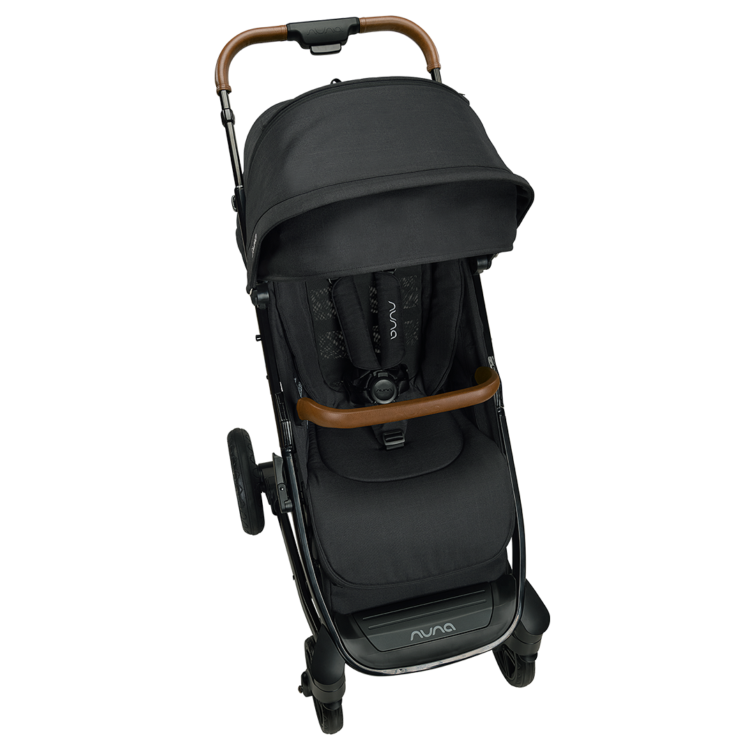 Nuna TAVO next PIPA Travel System — black stroller front view with canopy extended