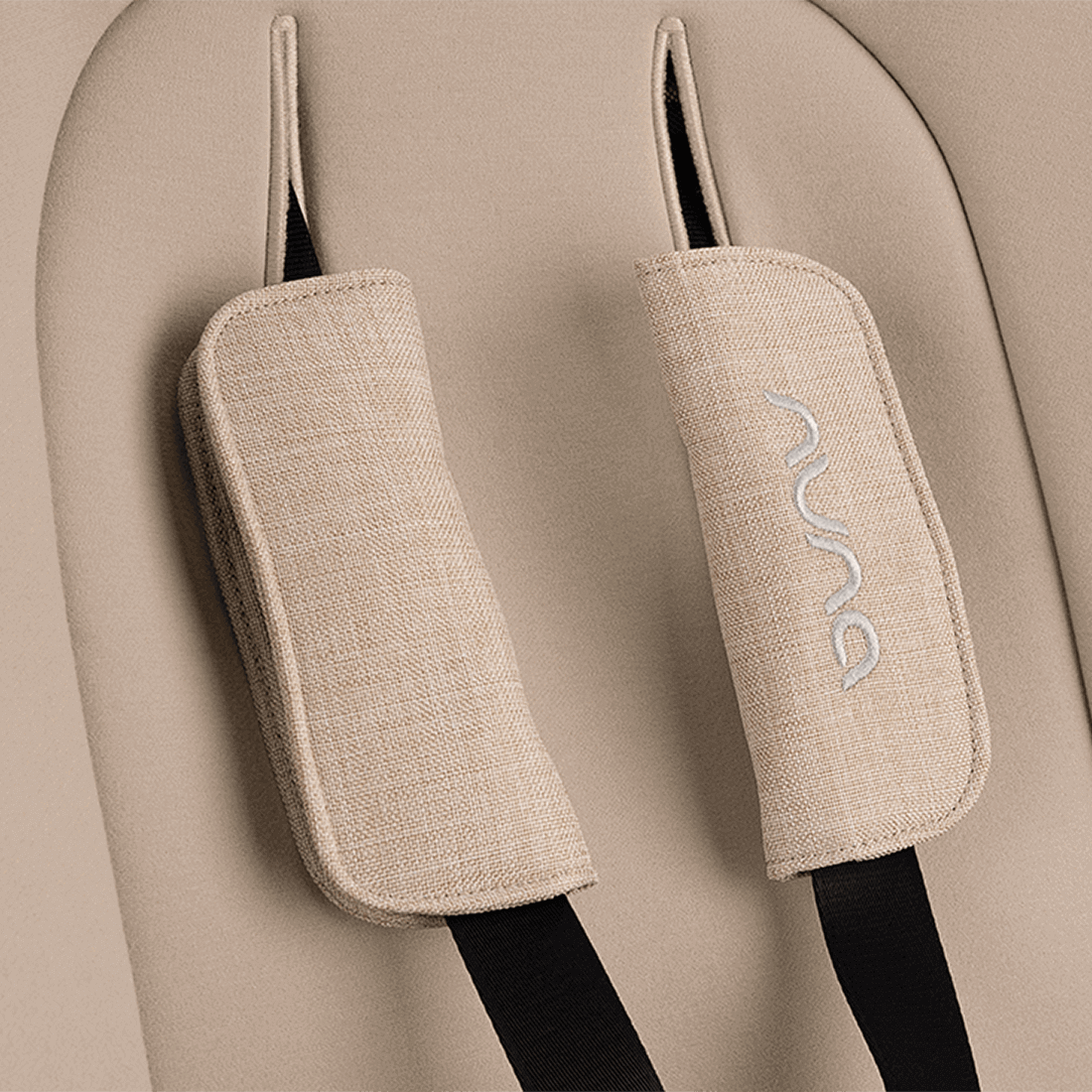 Nuna TRIV next Stroller — Biscotti removable harness pads close-up