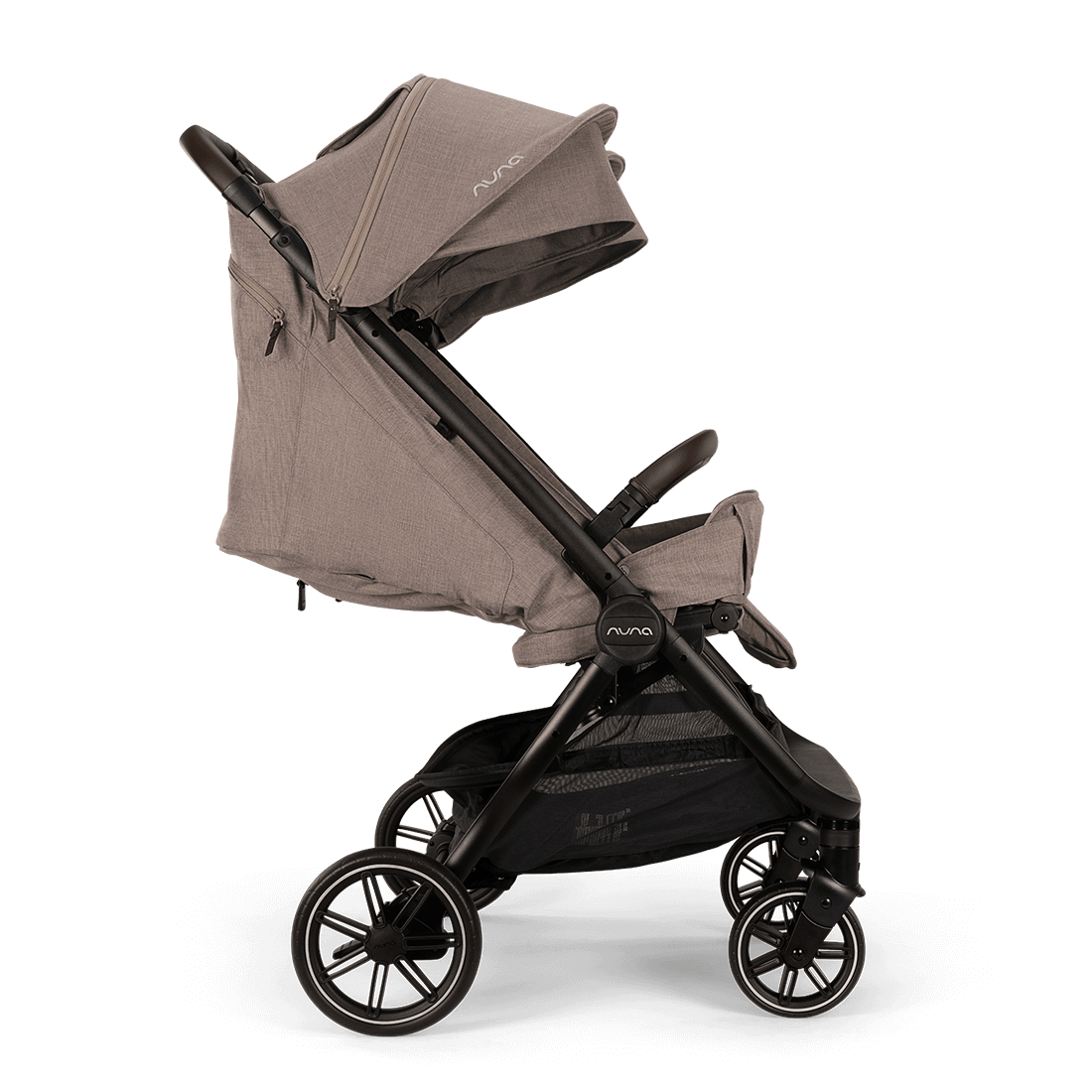 Nuna TRVL dubl Stroller — Cedar seats in independent upright and reclined positions