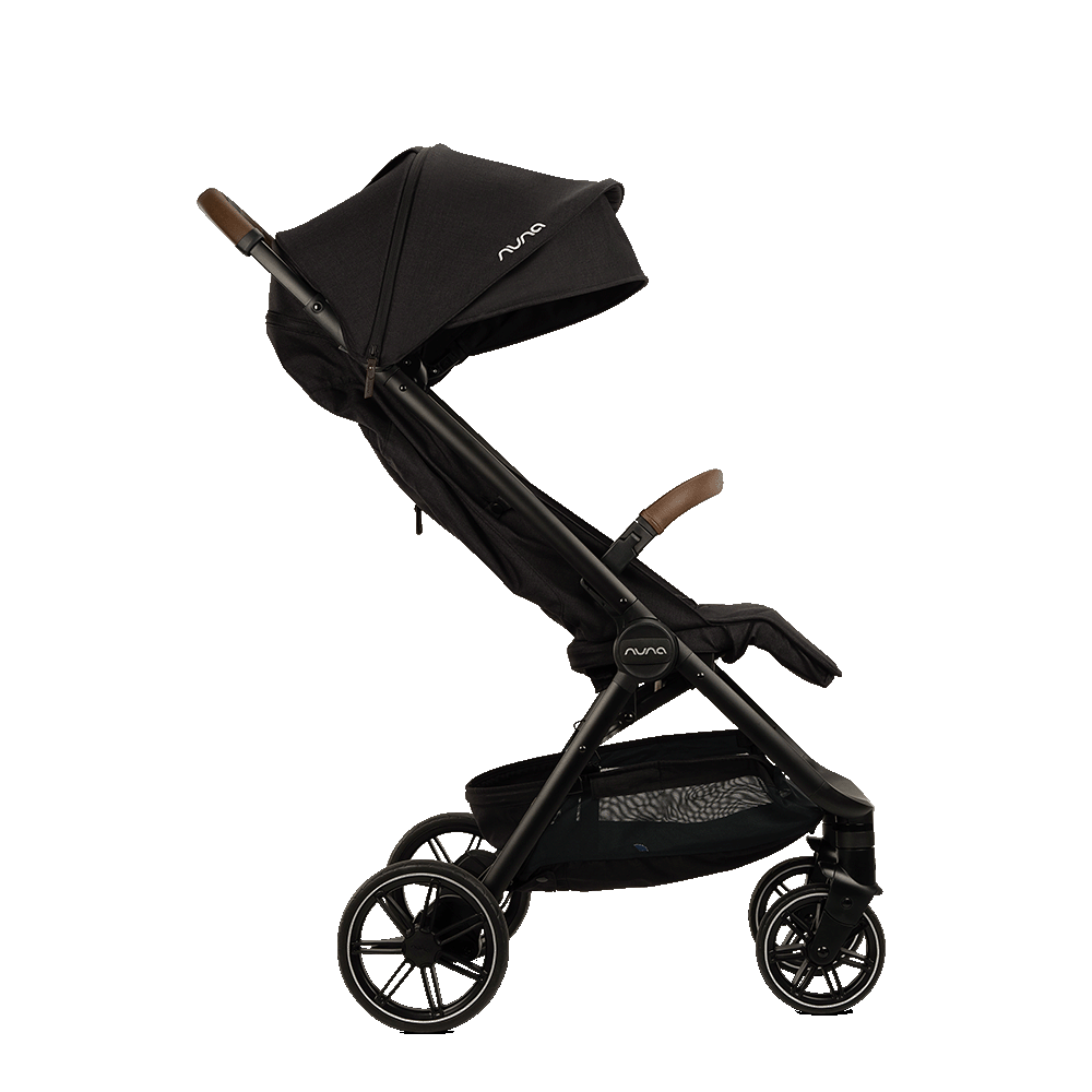 Nuna TRVL LX stroller Shadow reel recline adjustment in motion