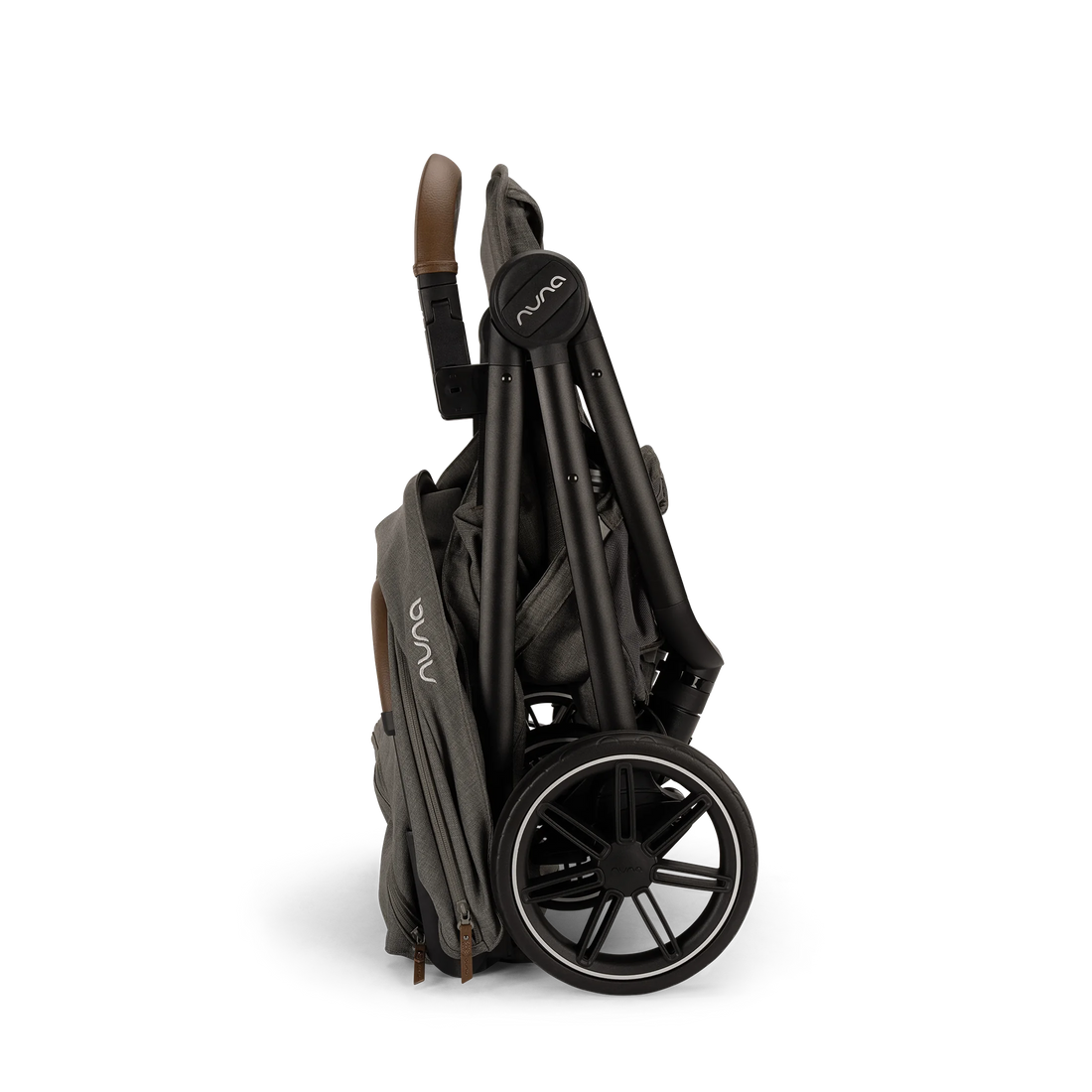 Nuna TRVL LX stroller in Granite, compact standing fold