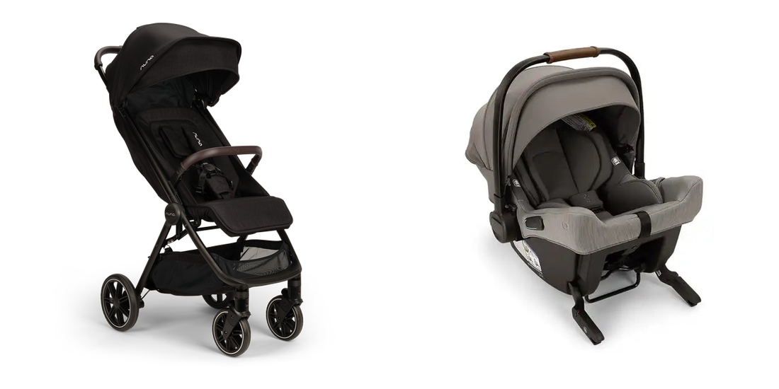 Nuna TRVL LX Caviar stroller with PIPA Urbn Granite infant car seat