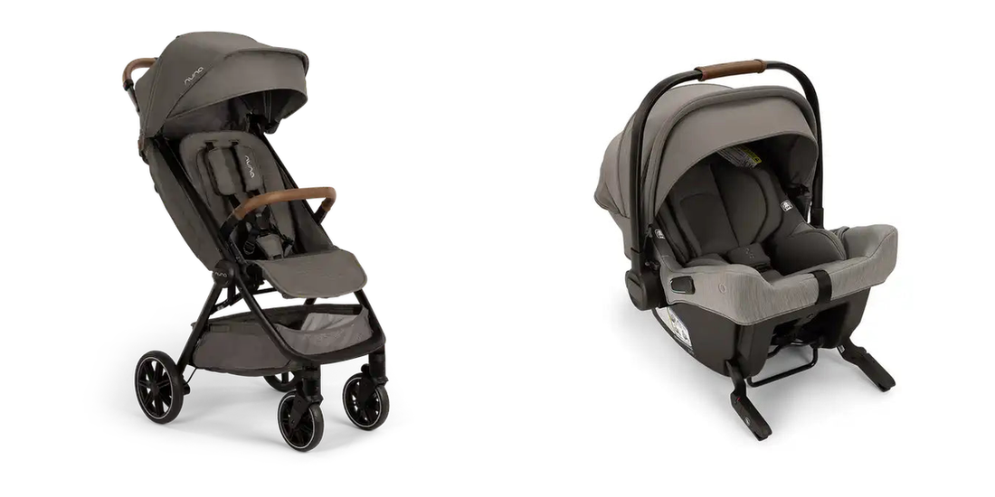 Nuna TRVL LX Granite stroller with PIPA Urbn Granite infant car seat