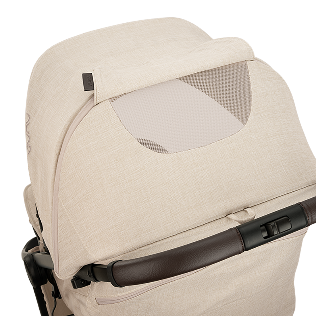 Nuna TRVL lx Stroller — Mica BMW Collection canopy panel open