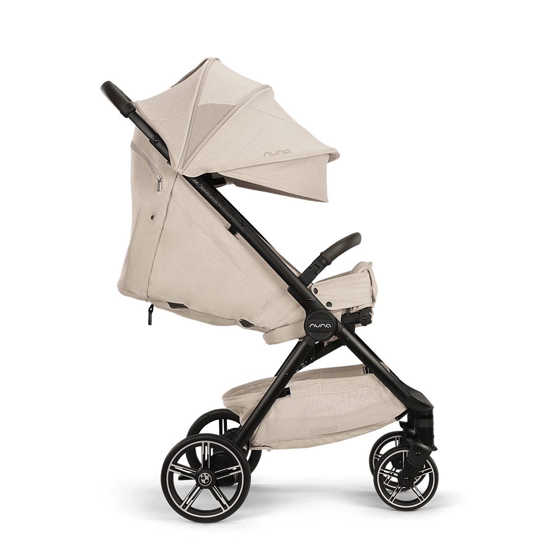 Nuna TRVL lx Stroller — Mica BMW Collection parent-facing recline