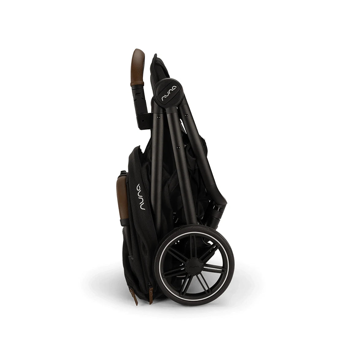 Nuna TRVL LX Stroller + PIPA Urbn Infant Car Seat Travel System showing Nuna TRVL lx Stroller — Caviar compact fold side profile