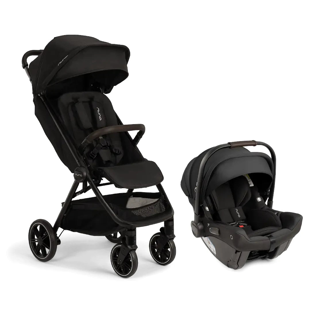 Nuna TRVL LX Stroller + PIPA Urbn Infant Car Seat Travel System showing seat detail