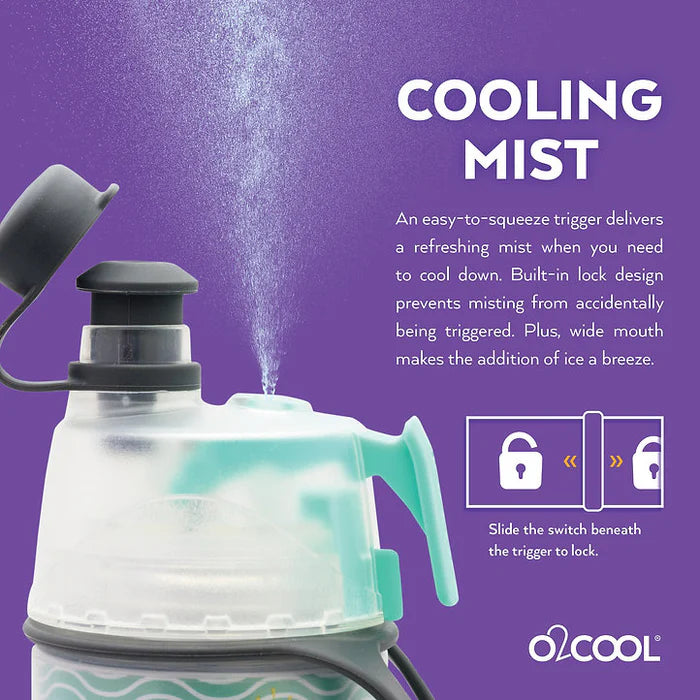 O2Cool 12 oz Kid's Mist 'N Sip 2-in-1 Misting Water Bottle - Donuts three-quarter view