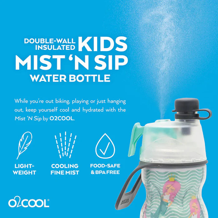 O2Cool 12 oz Kid's Mist 'N Sip 2-in-1 Misting Water Bottle - Donuts back view