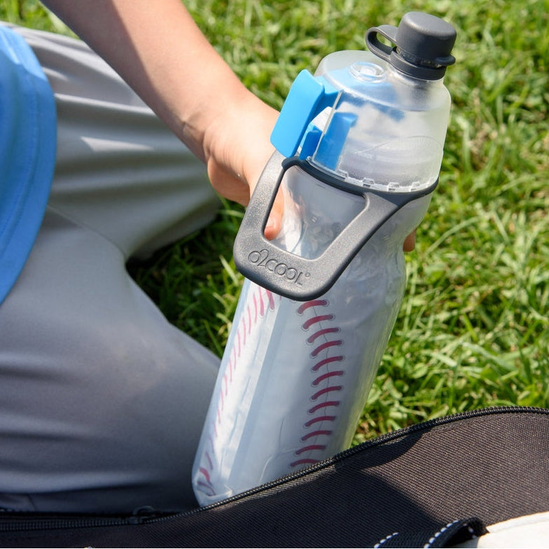 O2Cool 20 oz Mist 'N Sip 2-in-1 Misting Water Bottle - Baseball lifestyle view