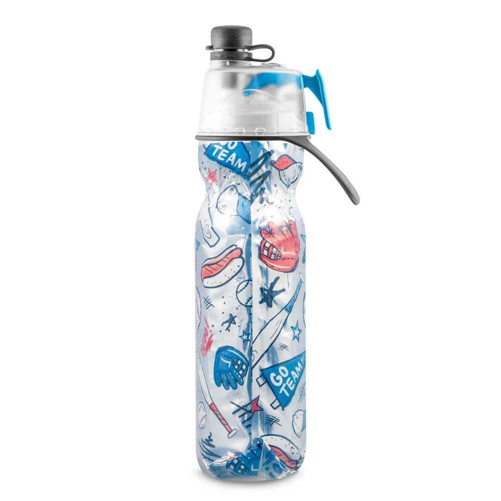 O2Cool 20 oz Mist 'N Sip 2-in-1 Misting Water Bottle - Baseball Sketch side view