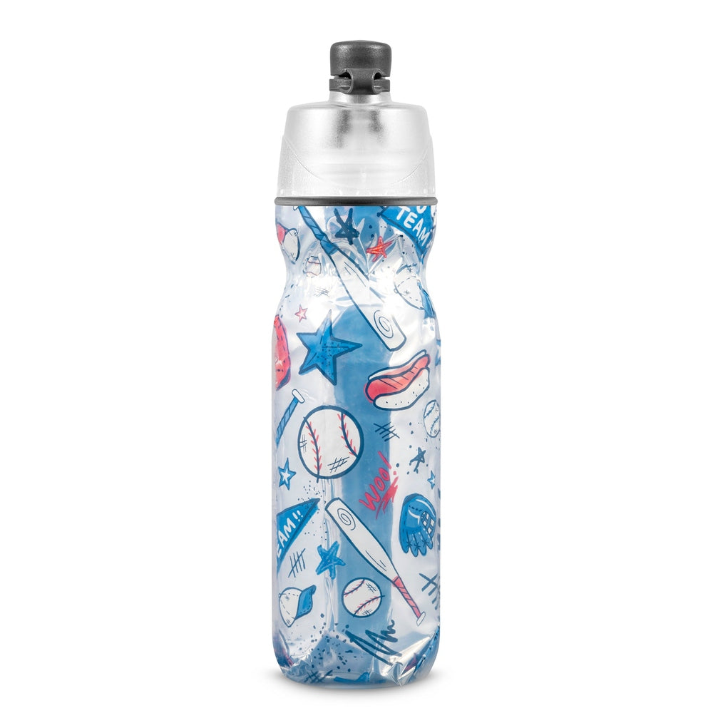 O2Cool 20 oz Mist 'N Sip 2-in-1 Misting Water Bottle - Baseball Sketch back view