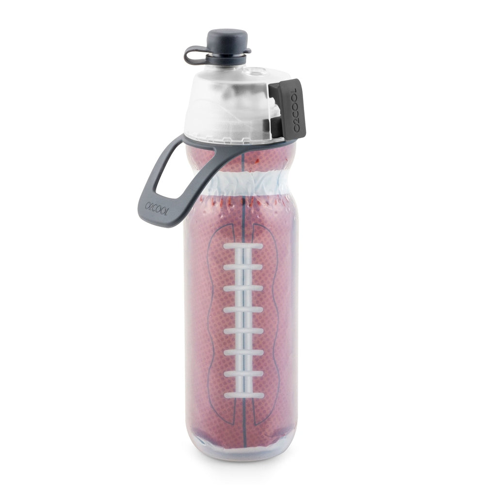 O2Cool 20 oz Mist 'N Sip 2-in-1 Misting Water Bottle - Football three-quarter view