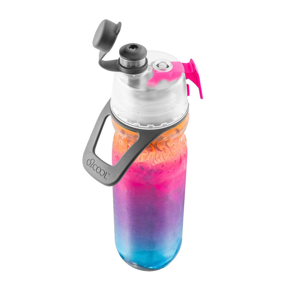 O2Cool 20 oz Mist 'N Sip 2-in-1 Misting Water Bottle - Ombre Raspberry top view