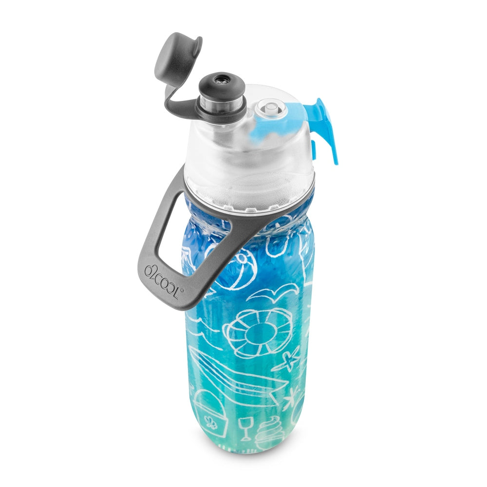 O2Cool 20 oz Mist 'N Sip 2-in-1 Misting Water Bottle - Summer Doodle top view