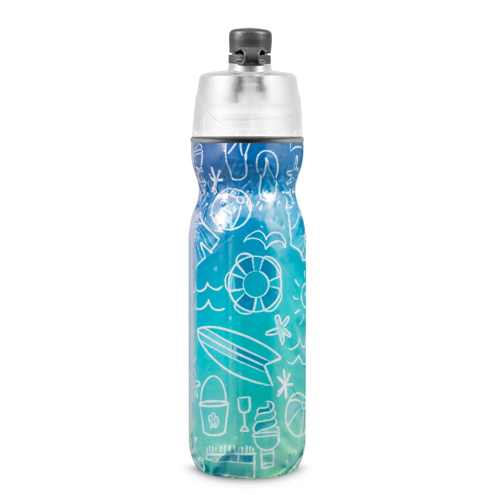 O2Cool 20 oz Mist 'N Sip 2-in-1 Misting Water Bottle - Summer Doodle back view