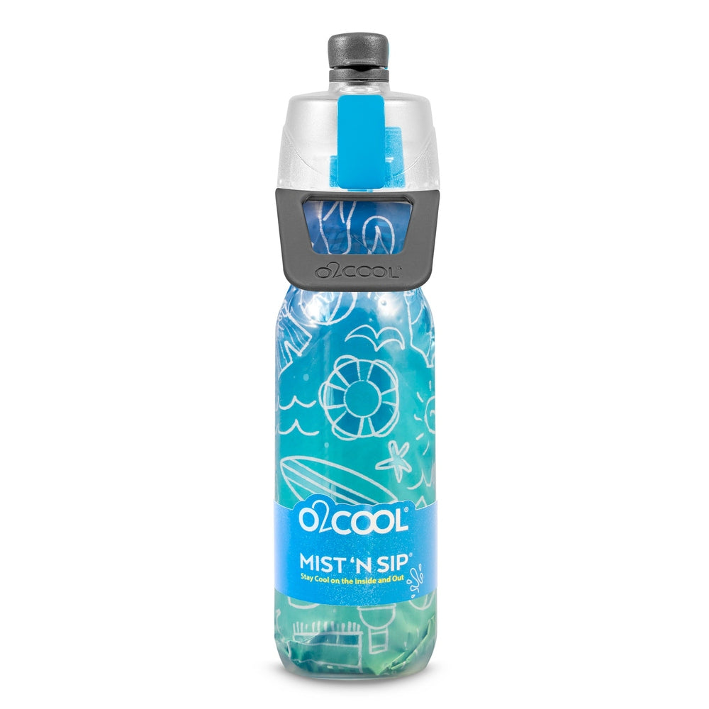 O2Cool 20 oz Mist 'N Sip 2-in-1 Misting Water Bottle - Summer Doodle packaging view