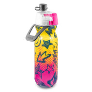 O2Cool 20 oz Mist 'N Sip 2-in-1 Misting Water Bottle - Yellow Pink Ombre Sketch