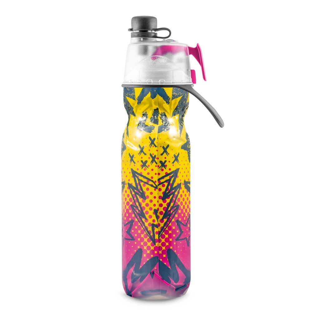 O2Cool 20 oz Mist 'N Sip 2-in-1 Misting Water Bottle - Yellow Pink Ombre Sketch side view