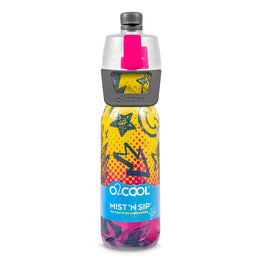 O2Cool 20 oz Mist 'N Sip 2-in-1 Misting Water Bottle - Yellow Pink Ombre Sketch