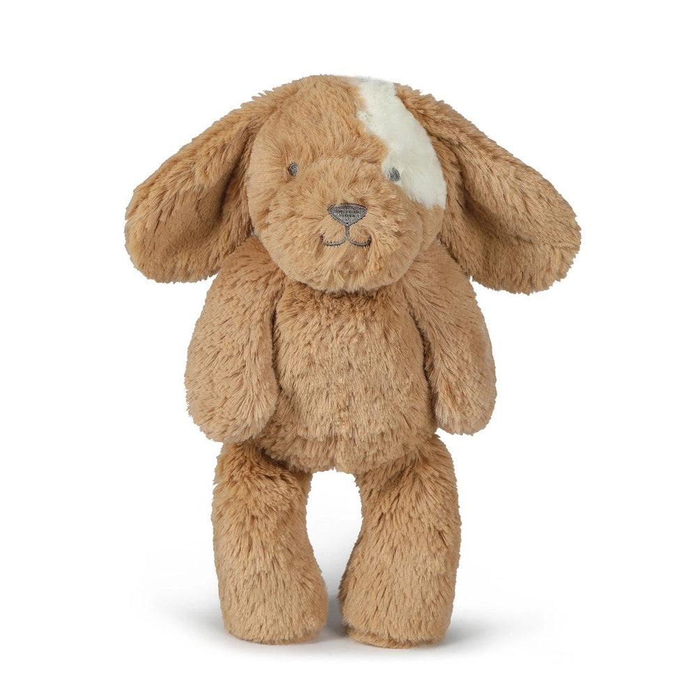 OB DESIGNS Duke Dog caramel plush toy, 10-inch soft stuffed dog with white stripe on head