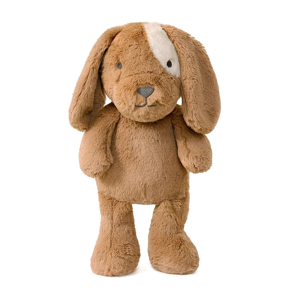 OB Designs Duke Dog plush toy, medium 13.5in, soft brown with white face patch