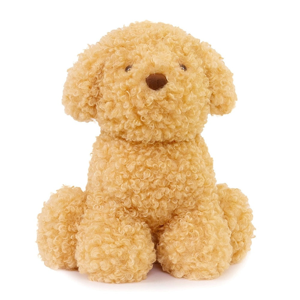 OB DESIGNS Luca Labradoodle soft toy, 11-inch plush dog with tan curly fur