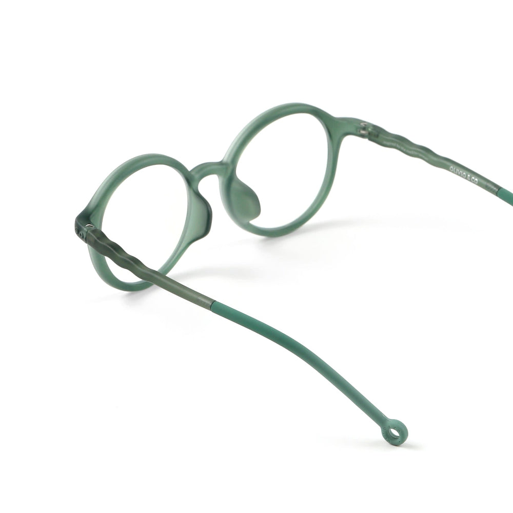 Olivio & Co Oval Screen Glasses Junior+ seaweed green, kid-friendly plastic frames for eye protection