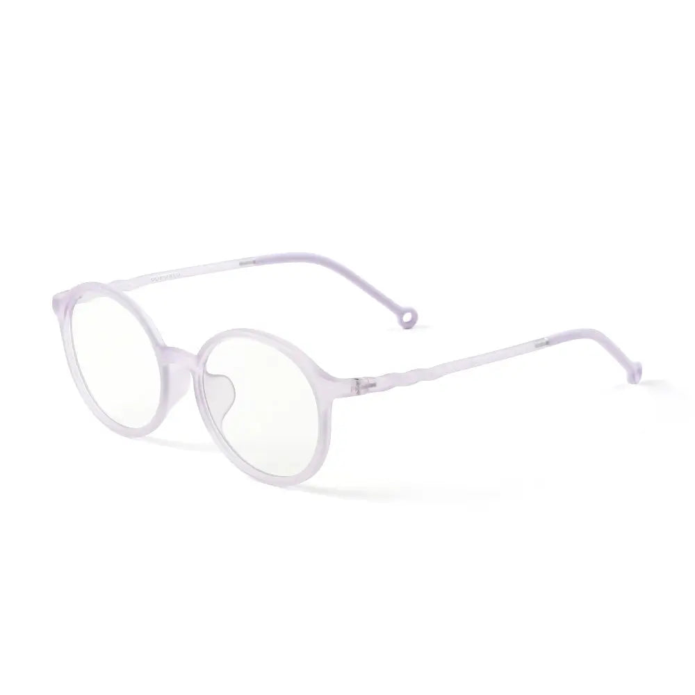 Olivio & Co Oval Screen Glasses Adult Lilac with lightweight plastic frame resting on a white surface