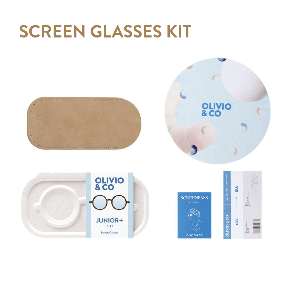 Olivio & Co Oval Screen Glasses Junior+ Lilac kit with case and accessories