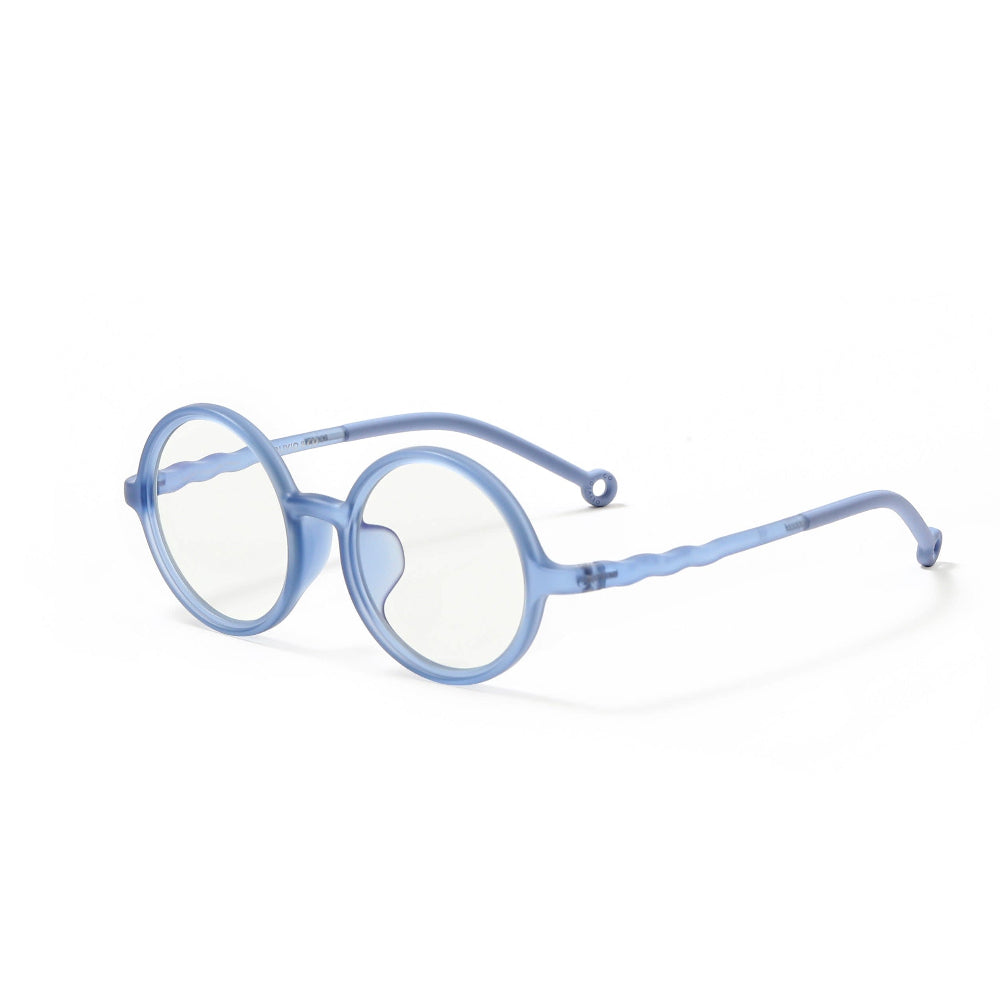 Olivio & Co kids' round screen glasses in misty blue with clear lenses