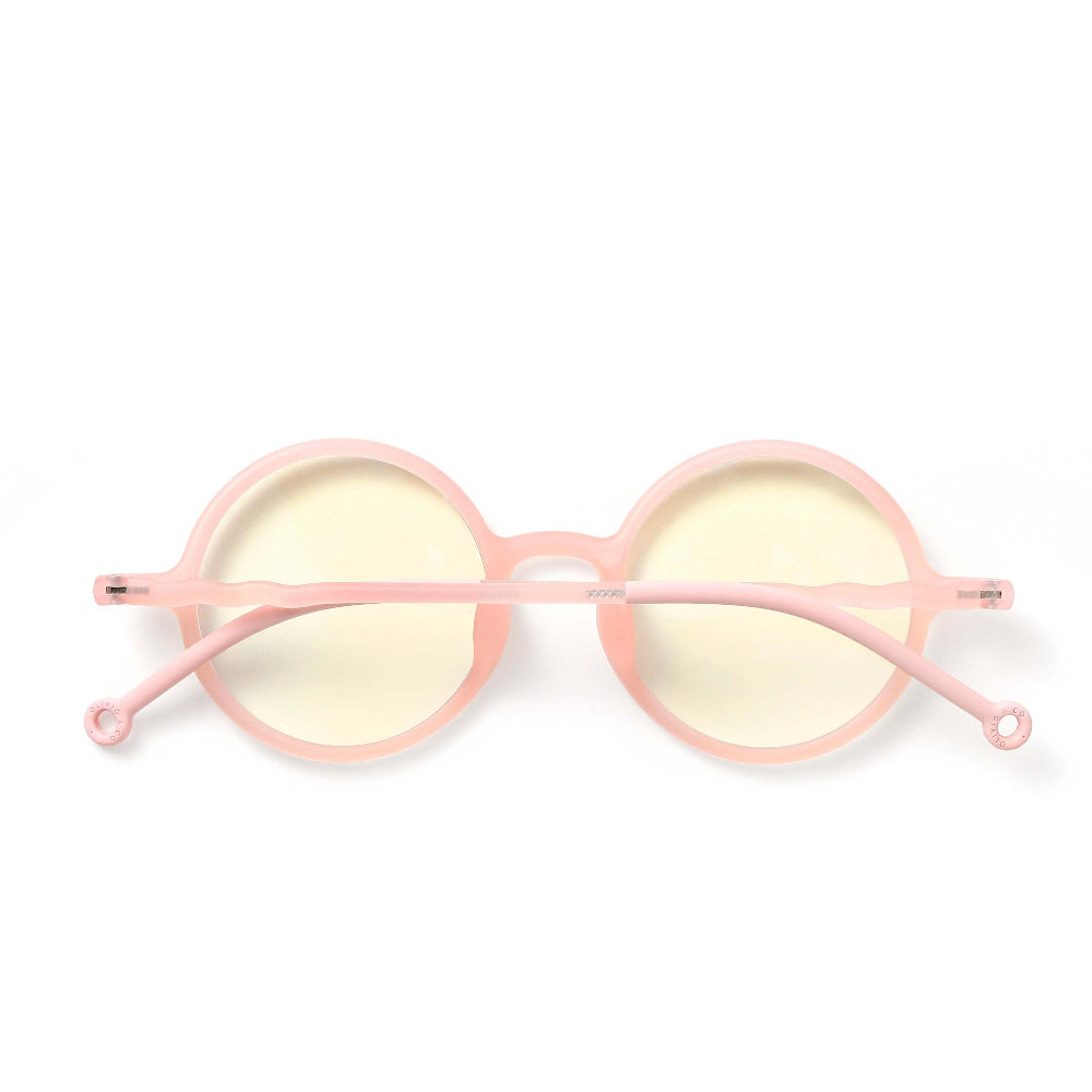 Olivio & Co round screen glasses, kids seashell pink frame with pale lenses