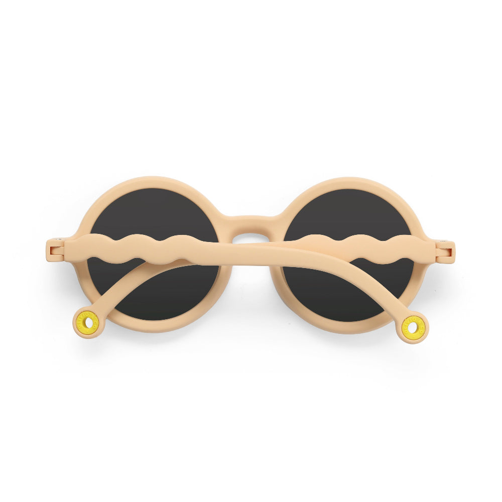 Olivio & Co round kids sunglasses Desert Sand beige frame with black lenses