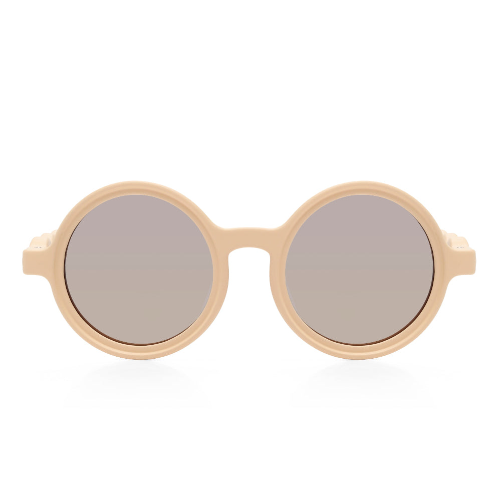 Olivio & Co round kids sunglasses in desert sand beige plastic frame with brown gradient lenses