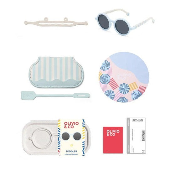 Olivio CO Olivio & Co Round Sunglasses Seaside Stripes Sailing Blue, product view 45