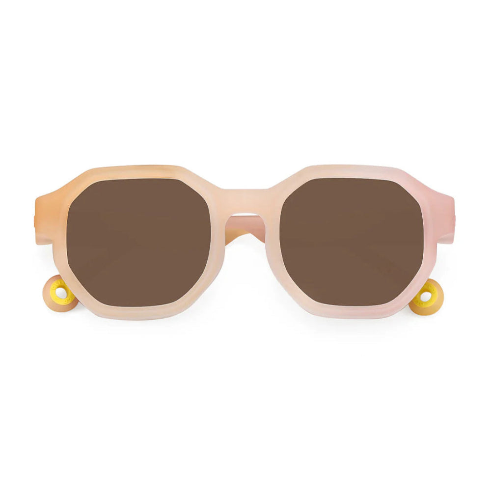 OLIVIO & CO junior square sunglasses, pink translucent frames with brown lenses